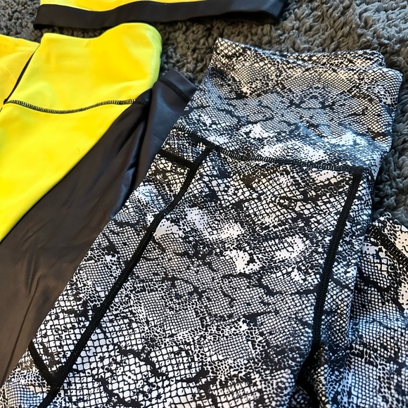 Set of 3- Zyia Activewear Yellow and Black Shiny matching sets - Picture 2 of 6